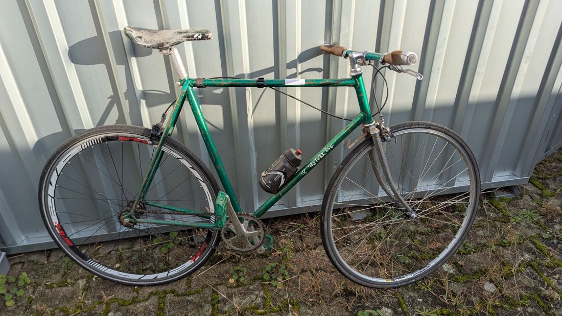 Single-Speed-Fahrrad, grün, Foto 1