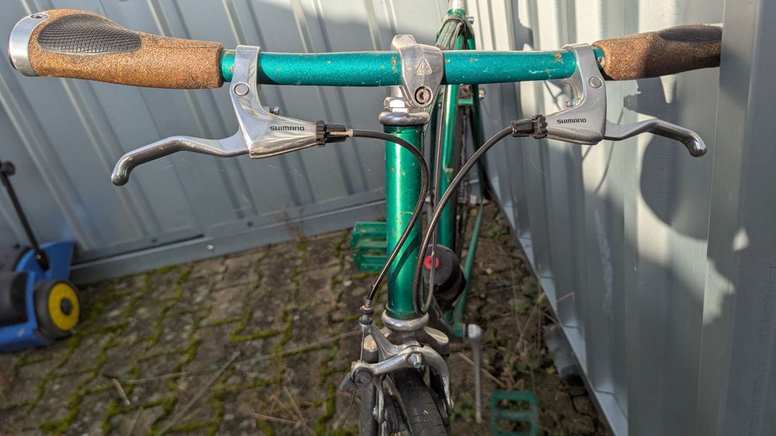 Single-Speed-Fahrrad, grün, Foto 2