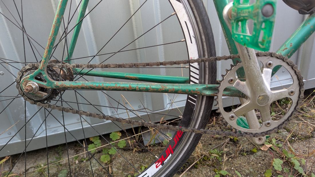 Single-Speed-Fahrrad, grün, Foto 3